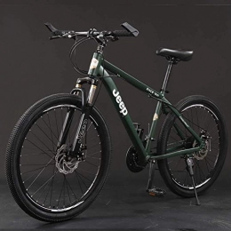 GQQ Bike GQQ Mountain Bike, 24 / 27 / 30 Speeds Mountain Bikes Lightweight High-Carbon Steel Frame 26 inch Bicycles Double Disc Brake Road Bikes, Green, 27 Speed