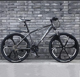 GQQ Bike GQQ Mountain Bike, 24 inch Mountain Bike Double Disc Brake, Adult MTB, Hardtail Bicycle Thickened Carbon Steel Frame 6 Cutters Wheel, 21 Speed