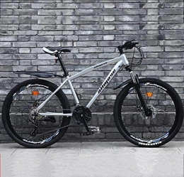 GQQ Bike GQQ Mountain Bike, 24 inch Mountain Bikes High-Carbon Steel Hardtail Mountain Bike Front Suspension Adjustable Seat Mountain Bicycle, Silver, 21 Speed