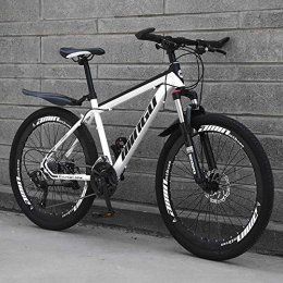 GQQ Bike GQQ Mountain Bike, 24 inch Mountain Bikes Mens Women Carbon Steel Bicycle 30-Speed Drivetrain All Terrain Mountain Bike with Dual Disc Brake, White, 27 Speed