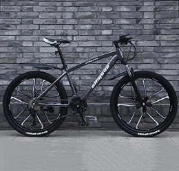 GQQ Bike GQQ Mountain Bike, 26 inch Mountain Bike, Double Disc Brake Adult MTB, Thickened Carbon Steel Frame Hardtail Bicycle 10 Cutters Wheel, 21 Speed