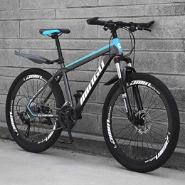 GQQ Bike GQQ Mountain Bike, 26 inch Mountain Bikes Mens Women Carbon Steel Bicycle 21-30-Speed Drivetrain All Terrain Mountain Bike Dual Disc Brake, Blue Black, 30 Speed