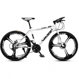 GQQ Bike GQQ Mountain Bike, 26 inch Unisex Outroad Mountain Bikes All-Terrain Dual Disc Brake Mountain Bike High-Carbon Steel Frame, White, 21 Speed