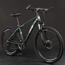 GQQ Bike GQQ Mountain Bike, Lightweight 24 / 27 Speeds Mountain Bikes Bicycles High-Carbon Steel Frame 26 inch Double Disc Brake Road Bikes, Green, 27 Speed