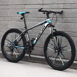 GQQ Bike GQQ Mountain Bike, Mountain Bike Bicycle, 24 inch High Carbon Steel Off-Road Bike Men's Womens Dual Disc Brake Full Suspension Bikes, 21 Speed