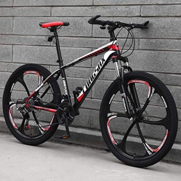 GQQ Mountain Bike GQQ Mountain Bike, Mountain Bike Bicycle, 26 inch High Carbon Steel Off-Road Bike Full Suspension Bikes, Men's Womens Dual Disc Brake, Red, 30 Speed