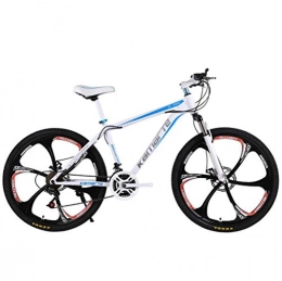 GQQ Mountain Bike GQQ Road Bicycle Mountain Bicycle for Adults 26 inch Off-Road Damping City Hardtail Bike, White Blue, 21 Speed