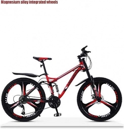 GQQ Mountain Bike GQQ Variable Speed Bicycle, Adult Downhill Mountain Biking, Dual Disc Brakes Offroad Snow Bikes, Highcarbon Steel Frame Beach Bike, Red, 27 Speed, Red