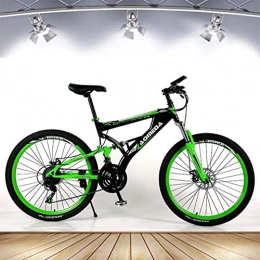 GQQ Mountain Bike GQQ Variable Speed Bicycle, Adult Mountain Bike, 21 Speed Dual Disc Brake Bike, Aluminum Alloy Beach Snow Bike, 26 inch Wheels, Man, Orange, Green
