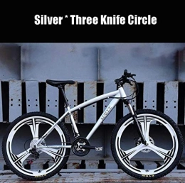 GQQ Bike GQQ Variable Speed Bicycle, Adult Mountain Bike, Beach Snowmobile Bike Dual Disc Brakes for Bicycles, Aluminum Rims 24 Inches, Man Woman General, Blue, 21 Speed, Silver