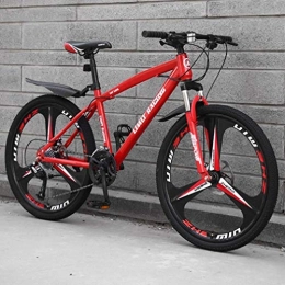 GQQ Mountain Bike GQQ Variable Speed Bicycle, Adult Mountain Bike, Highcarbon Steel Frame Beach Bike, Integrated Dual Disc Brakes Offroad Bikes Snow, Magnesium Alloy, Red, 27 Speed, Red