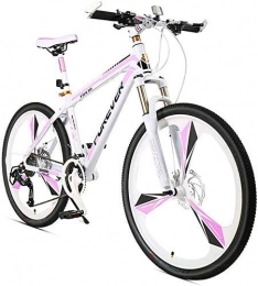 GQQ Bike GQQ Variable Speed Bicycle, Ladies Hardtail MTB 26 inch 24Speed Manual Transmission, Adult Girls Mountain Bikes with Front Suspension and Disc Brakes, Frame Made of Carbon Steel, Pink, 3 Spoke, Pink, 3 Sp