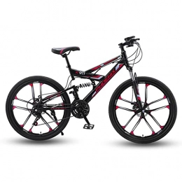 Great Mountain Bike GREAT 21 Speed Mountain Bike, 26 Inches Wheels Bicycle Suspension Fork Commuter Bike Comfortable And Soft Saddle Double Disc Brake Road Bike(Color:Red)