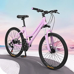 Great Bike GREAT 24”Mountain Bike, Lightweight 21 Speeds Mountain Bikes High-carbon Steel Frame Dual Full Suspension Dual Disc Brake Bicycle Outdoor Sports Road Bikes(Size:24 inches, Color:Purple)
