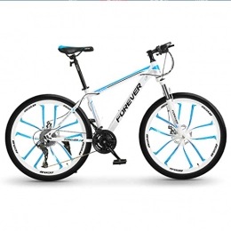 Great Mountain Bike GREAT 26 Inch Mountain Bike, Men's Student Bicycle 27 Speed Full Suspension Bike Carbon Steel Frame Double Disc Brake Road Bikes(Size:24 speed, Color:Blue)