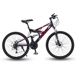 Great Mountain Bike GREAT 26 Inches Full Suspension Mountain Bike, bicycle 21 Speed High Carbon Steel Commuter Bike Teenage Students Road Bike, Double Disc Brake(Color:Red)