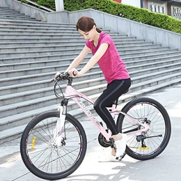 Great Bike GREAT 26" Mountain Bike, 27 Speed Spoke Wheel Bicycle Aluminum Alloy Frame Commuter Women Front Suspension Outdoor Sports Bike(Color:Pink)