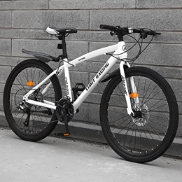 Great Mountain Bike GREAT 26" Wheel Adults Mountain Bike, High-carbon Steel Road Bikes 21 / 24 / 27 Speed Full Suspension Mountain Bicycle Double Disc Brake Bike(Size:21 speed, Color:White)