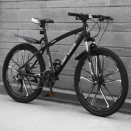 Great Bike GREAT Adults Mens Mountain Bike 26" 10-Spoke Wheels Carbon Steel Frame 21 / 24 / 27 Speed Full Suspension Bicycle Dual Disc Brake MTB Outdoors Sport Road Bikes(Size:21 speed, Color:Black)
