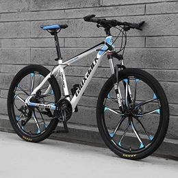 Great Mountain Bike GREAT Adults Mens Mountain Bike 26" 10-Spoke Wheels Carbon Steel Frame 21 / 24 / 27 Speed Full Suspension Bicycle Dual Disc Brake MTB(Size:21 speed, Color:Blue)