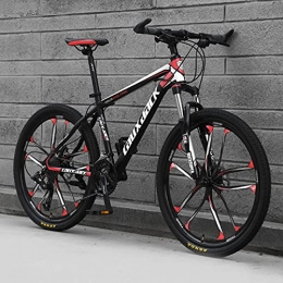 Great Bike GREAT Adults Mens Mountain Bike 26" 10-Spoke Wheels Carbon Steel Frame 21 / 24 / 27 Speed Full Suspension Bicycle Dual Disc Brake MTB(Size:21 speed, Color:Red)