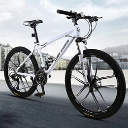 Great Mountain Bike GREAT Adults Mountain Bike, 26" 10-Spoke Wheels Carbon Steel Frame 21 / 24 / 27 Speed Bicycle Full Suspension Commuter Bike Dual Disc Brake MTB(Size:21 speed, Color:White)