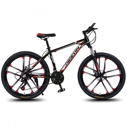 Great Mountain Bike GREAT Man Woman Mountain Bike, 26 Inches 21 Speed 10 Spokes Wheels Teenager Bicycle High Carbon Steel Frame Commuter Bike Double Disc Brake Road Bike(Color:Red)