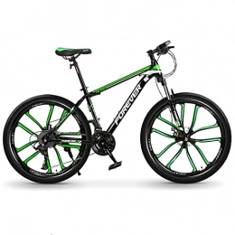 Great Bike GREAT Mountain Bike 26 Inches, 24 / 27 / 30 Speed 10 Spoke Wheels Dual Disc Brake High-carbon Steel Frame Lockable Suspension Fork MTB Bicycle(Size:24 speed, Color:Green)