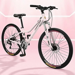 Great Bike GREAT Sport Mountain Bike, 24-speed Women's Bicycle Full Suspension Dual Disc Brakes Commuter Bike High-carbon Steel Frame Road Bikes(Color:Pink)