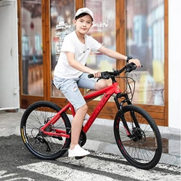 Great Bike GREAT Student Mountain Bike, 26” / 24” Bicycle 27 Speed Aluminum Alloy Frame Double Disc Brake Suspension Fork Road Bikes For 140-178cm Height(Size:24 inches, Color:Red)