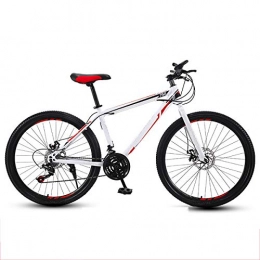 GUOHAPPY Bike GUOHAPPY 24 inch mountain bike, bike with high-strength carbon steel frame, bike with dual disc brakes and 21 / 24 / 27 variable speed shock absorbers, white red, 21