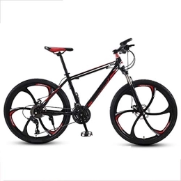 GUOHAPPY Mountain Bike GUOHAPPY 24-Inch Mountain Bike, with A Load Capacity of Up To 330Lbs, Suitable for 150-175Cm Tall, 24-Inch Bike with High-Strength Carbon Steel Frame, with Dual Disc Brakes, black red, 30