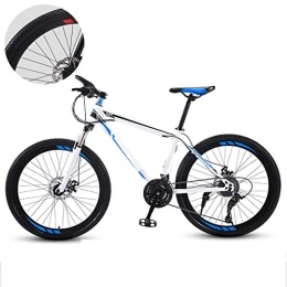 GUOHAPPY Bike GUOHAPPY 26-inch 21 / 24 / 27-speed mountain bike, load-bearing 330lbs, dual-disc brake urban commuter road bike, high-carbon steel ultra-light frame bike, white blue, 21