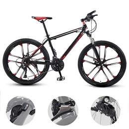 GUOHAPPY Bike GUOHAPPY 26-inch mountain bike, bearing 330lbs(170-185cm), mountain bike with variable speed disc brake and shock absorption, adult student bike at 21 / 24 / 27 / 30 speed, black red, 27
