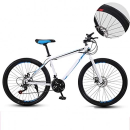 GUOHAPPY Bike GUOHAPPY 26-Inch Mountain Bike, Carbon Steel Mountain Bike Full Suspension Bike, Dual Disc Brakes, Bearing 330Lbs, Suitable for Height 170-185Cm, white blue, 21