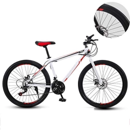 GUOHAPPY Bike GUOHAPPY 26-Inch Mountain Bike, Carbon Steel Mountain Bike Full Suspension Bike, Dual Disc Brakes, Bearing 330Lbs, Suitable for Height 170-185Cm, white red, 27