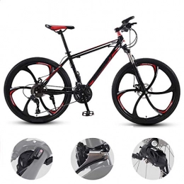 GUOHAPPY Bike GUOHAPPY Adult Bike Mountain Bike, 26 Inch Mountain Bike with Dual Disc Brake System, 20 / 22 / 24 / 26 Speed Bike, Suitable for Height 150-175Cm, black red, 24
