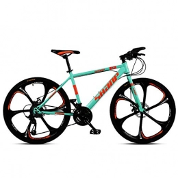 GWFVA 26 Inch Mountain Bikes, Men's Dual Disc Brake Hardtail Mountain Bike, Bicycle Adjustable Seat, High-carbon Steel Frame,30 Speed,Blue 6 Spoke