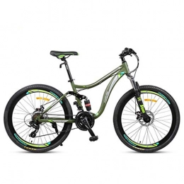 GXQZCL-1 Mountain Bike GXQZCL-1 26inch Mountain Bike, Carbon Steel Frame Mountain HardtailBicycles, Double Disc Brake and Full Suspension, 24 Speed MTB Bike (Color : Green)