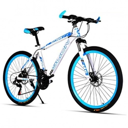GXQZCL-1 Mountain Bike GXQZCL-1 26inch Mountain Bike, Steel Frame Hard-tail Bicycles, 17inch Frame, Dual Disc Brake and Front Suspension MTB Bike (Color : White+Blue, Size : 24 Speed)