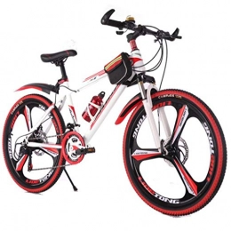 GXQZCL-1 Bike GXQZCL-1 Mountain Bike, 26inch Wheel, Steel Frame Bicycles, Double Disc Brake and Front Suspension MTB Bike (Color : White+Red, Size : 24 Speed)