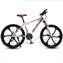 GXQZCL-1 Mountain Bike GXQZCL-1 Mountain Bike / Bicycles, Carbon Steel Frame, Front Suspension and Dual Disc Brake, 26inch Mag Wheels MTB Bike (Color : White+Red, Size : 27 Speed)