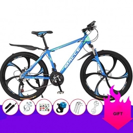 GXQZCL-1 Bike GXQZCL-1 Mountain Bike, Carbon Steel Frame Hardtail Mountain Bicycles, Dual Disc Brake and Front Suspension, 26 inch Wheels MTB Bike (Color : Blue+Green, Size : 21 Speed)