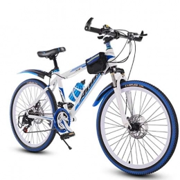 GXQZCL-1 Mountain Bike GXQZCL-1 Mountain Bike, Steel Frame Hard-tail Bicycles, 26inch Wheel, Dual Disc Brake and Front Suspension, 21 Speed, 24 Speed MTB Bike (Color : White+Blue, Size : 24 Speed)