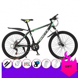 GXQZCL-1 Mountain Bike GXQZCL-1 Mountain Bike, Steel Frame Mountain Bicycles, Double Disc Brake and Front Suspension, 26inch Spoke Wheel MTB Bike (Color : Black+Green, Size : 21 Speed)