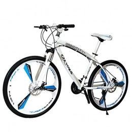 GZA Bike GZA High Carbon Steel Mountain Bike One Wheel Front And Rear Double Disc Brake Mountain Bike Male And Female Adult Variable Speed Bicycle (Color : White, Size : 27 files)
