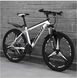H-ei Bike H-ei 24 Inch Mountain Bikes, Mens Women Carbon Steel Bicycle, 30-Speed Drivetrain All Terrain Mountain Bike with Dual Disc Brake (Color : 27 Speed, Size : White 3 Spoke)