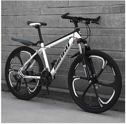 H-ei Mountain Bike H-ei 26 Inch Men's Mountain Bikes, High-carbon Steel Hardtail Mountain Bike, Mountain Bicycle with Front Suspension Adjustable Seat (Color : 24 Speed, Size : White 6 Spoke)
