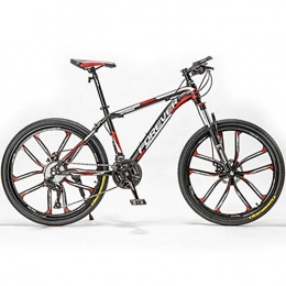 HAOYF Bike HAOYF 24 / 26 / 27.5 Inches Mountain Bikes for Adult, 21-30 Speed High Carbon Steel Outroad Bicycle, 10-Spoke Stylish Rims Dual Disc Brakes, Suspension Fork Road Bikes Cycling, Red, 26 Inch 21 Speed