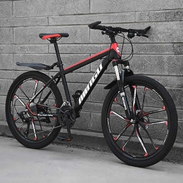 HAOYF Mountain Bike HAOYF 24 / 26 Inch Mountain Bike 21-30 Speed Bicycle, Dual Disc Brakes MTB with 10-Spoke Stylish Rims, Suspension Fork MTB for Adults, Teen & Children, Red, 26 Inch 21 Speed